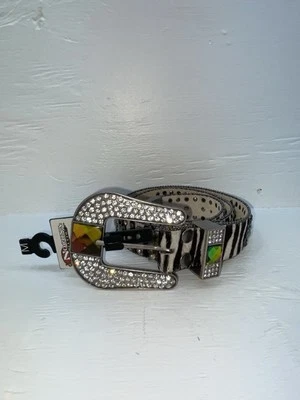 Nuevo cinturón Nocona Bling M de cuero genuino estampado de cebra #N1330999 Z-130 Foto 1 de 4