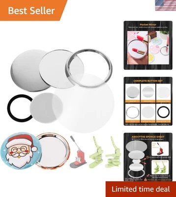 Espejos de Bolsillo 58mm Blanco Botón Redondo Piezas Suministros Repuestos 100 un. Foto 1 de 4