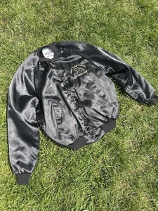 Vintage Bomberjacke Compton Enterprises West Ark USA Schwarz Satin 90er Medium - Bild 1 von 4