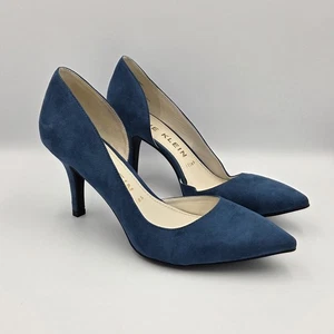 Anne Klein Iflex 9M Blue Pointed Toe Heel Fabric Shoes - Picture 1 of 12