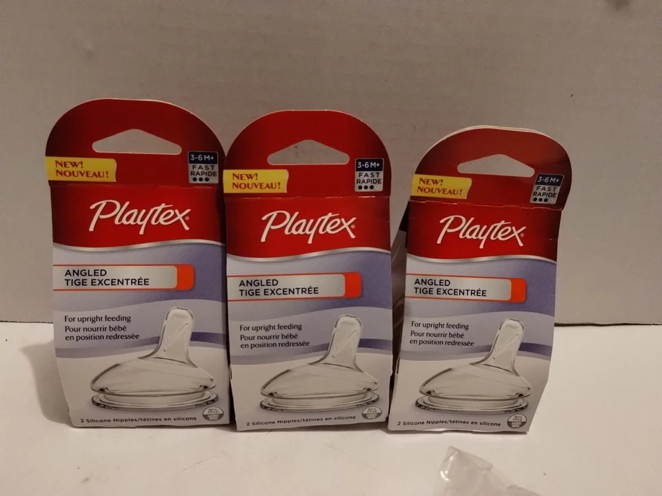 Pezón en ángulo Playtex, flujo medio, 2 unidades/paquete 6 en total (lote de 3) nuevo Foto 1 de 2
