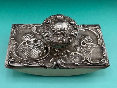 Unger Brothers Art Nouveau Sterling Silver Ink Blotter Angels Themed - Image 1 of 4