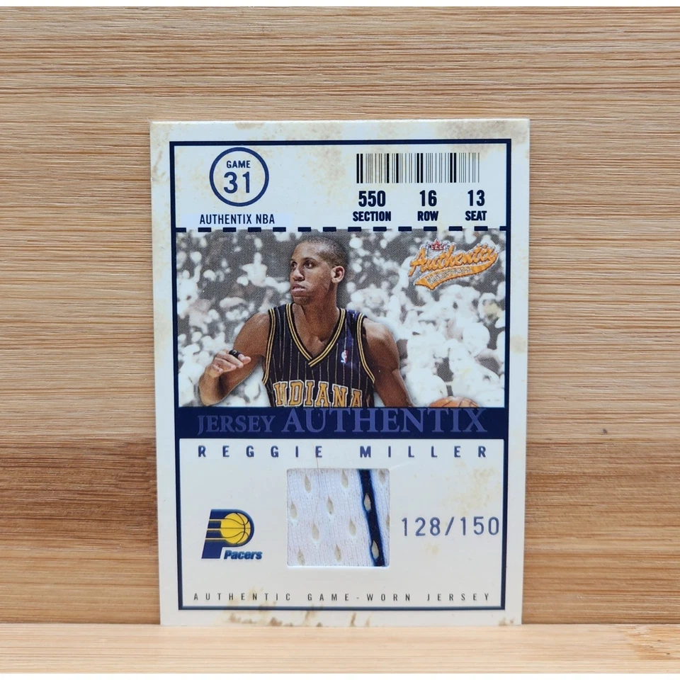 Tarjeta Fleer Authentix 2004-05 - Jersey Authentix Reggie Miller Game Worn Pacers Foto 1 de 4