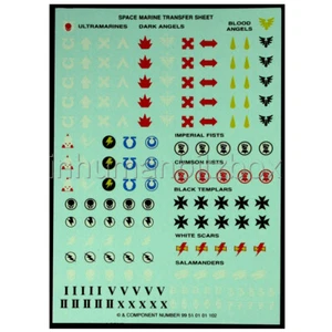 DEC19 DECALCO TRANSFER SHEET SPACE MARINE OLD 10*14 WARHAMMER 40000 - Picture 1 of 1