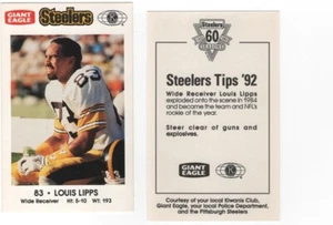 PITTSBURGH STEELERS SINGLE CARD LOUIS LIPPS POLICE GIANT EAGLE KIWANIS NMMT - Picture 1 of 1