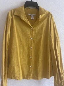 Mango Button Down Mustard Yellow Shirt Size 10 - Picture 1 of 4