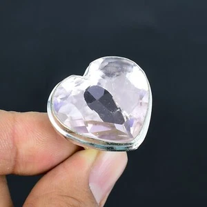 Pink Kunzite Heart Gemstone Handmade 925 Sterling Silver Adjustable Ring VJ 1105 - Picture 1 of 5