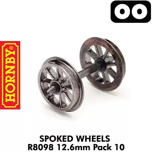 SPOKED WHEELS & AXELS 12.6mm Pack 10 OO Gauge 1:76 model rail HORNBY R8098 - Picture 1 of 3