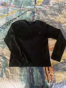 Ralph Lauren Sport Retro Y2K Schwarz Langarm Hemd Größe L - Bild 1 von 6
