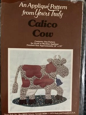 Yours Truly 1979 Calico Cow Applique Pattern - Image 1 of 2