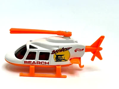 Helicóptero de búsqueda y rescate Hot Wheels 1989 blanco naranja esquema de color raro 3" L Foto 1 de 4