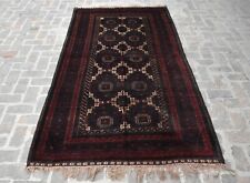4'9 x 9'5 ft Handmade vintage afghan tribal baluchi sarouq wool persian area rug