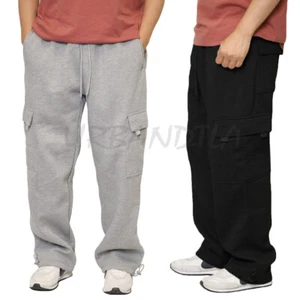 Men's Heavyweight Baggy Cargo Sweatpants Fleece Jogger Pants Unisex XS-3XL - Picture 1 of 8