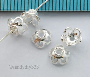 8x BRIGHT STERLING SILVER FLOWER BEAD CAP 6mm SPACER BEAD #2657 - Picture 1 of 2