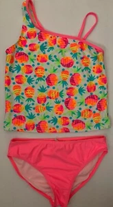 GIRLS SIZE 10/12 LARGE SWIMSUIT 2 PIECE PINEAPPLE TANKINI CLOTHING - NWOT - Picture 1 of 12