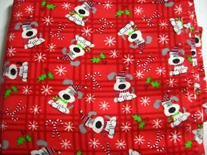 Joann Super Snuggle Red Plaid Puppy Dog in Santa Hat Candy Cane Snowflake Holly - Picture 1 of 1
