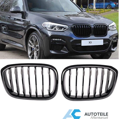 Einzelsteg Kühlergrill Nieren Schwarz glänzend Grill für BMW X3 G01 X4 G02 - Bild 1 von 4