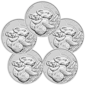 Lot of 5 Australia 2023-P $1 1-oz Silver Koala BU - Picture 1 of 2