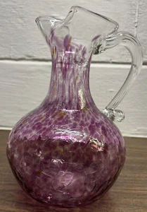 Vintage Don Friel Signed Purple Crackle Glass Pitcher Wheaton Village Studio - Picture 1 of 9