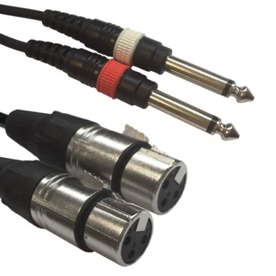 ADAPTER KABEL 2x  Klinke 6,3mm auf 2x XLR female 1,50m Audio Verstärker usw  NEU - Bild 1 von 4