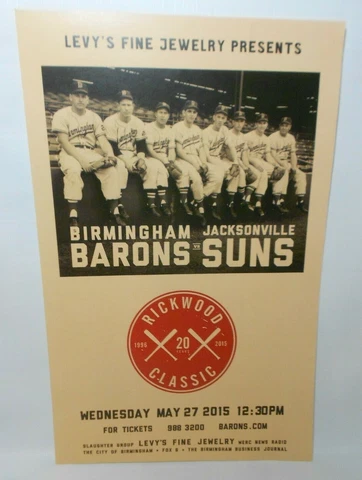 2015 Birmingham Barons Jacksonville Suns Rickwood Classic Poster Baseball Cover