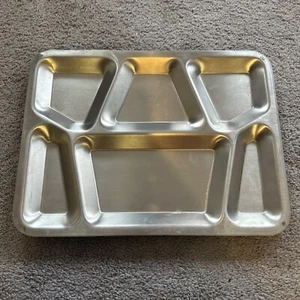 3 Vintage Stainless Steel Metal Cafeteria Lunch Food Tray School Prison Military - Picture 1 of 4