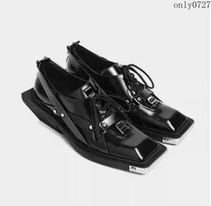 Moda Remache Con cordones Para hombres Vestido Formal Cuero Derby Zapatos Punta Cuadrada Tacón Medio - Imagen 1 de 5