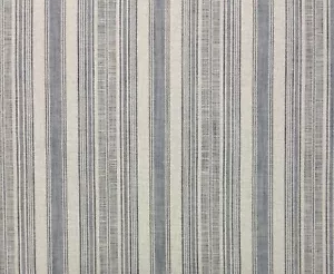 BALLARD DESIGNS CULVER BLUE IVORY STRIPE MULTIUSE WOVEN FABRIC BY THE YARD 55"W - Picture 1 of 5