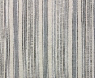 BALLARD DESIGNS CULVER BLUE IVORY STRIPE MULTIUSE WOVEN FABRIC BY THE YARD 55"W