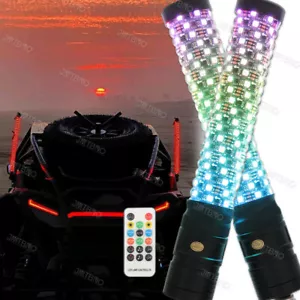 Pair 1.8" 1FT Fat Whips Spiral Chasing RGB Whip Lights For Polaris ATV UTV RZR - Bild 1 von 14