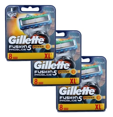 24 lamette da barba Gillette Fusion5 ProGlide Power 3x 8 confezione originale set Gillete Gilette  - Immagine 1 di 4