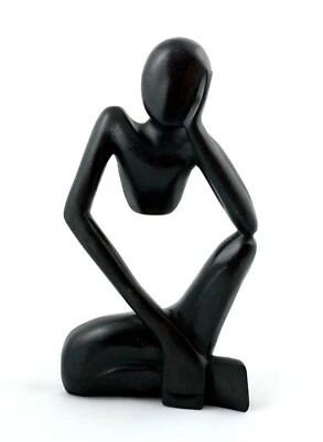 Estatua de pensamiento abstracto tallada a mano de madera de 12"  Foto 1 de 4