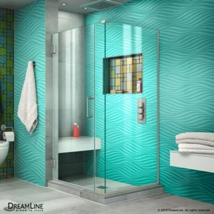 Unidoor Plus 32" x 32" H 72" Frameless Hinged Shower Enclosure, Brushed Nickel - Picture 1 of 11