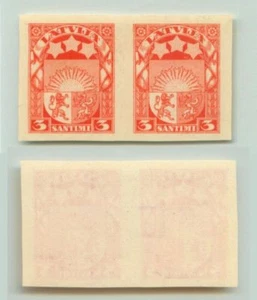 Latvia 🇱🇻 1927 SC 138 MNH imperf wmk 212 no gum as issue pair . e3796 - Picture 1 of 2