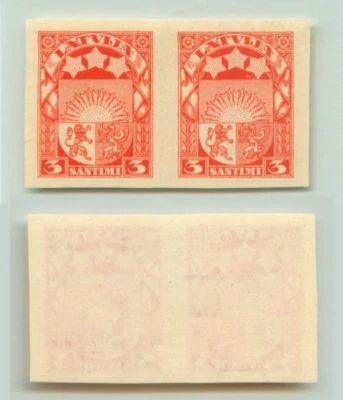 Latvia 🇱🇻 1927 SC 138 MNH imperf wmk 212 no gum as issue pair . e3796 - Image 1 of 2