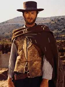 Handmade Clint Eastwood The Man with No Name Shearling Brown Suede Leather Vest - Picture 1 of 10
