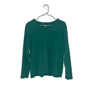 Lands' End Damen Shaped V Neck Langarmshirt Grün Größe XL - Bild 1 von 3