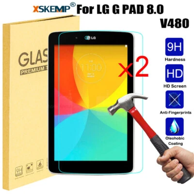 2Pcs For LG G PAD 8.0 V480 Tempered Glass Screen Protector Premium Guard Film - Image 1 of 4
