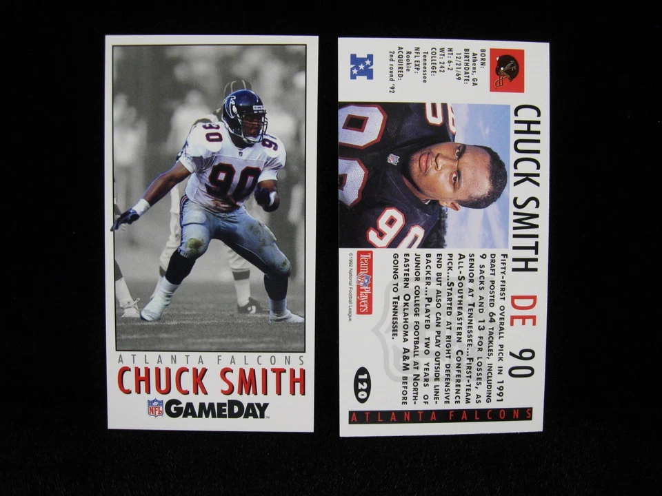 1992    Chuck Smith     RC    Atlanta Falcons     GameDay Card    #120 - Image 1 of 1