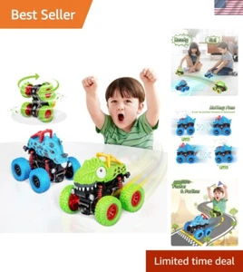 Eco-Friendly Dinosaur Vehicle Duo – Pull-Back Racing Trucks for Kids Ages 2-6 - Picture 1 of 9