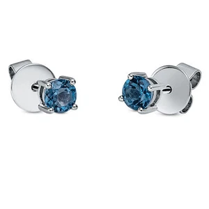 Stud earrings 4 prong 2 topaz in London blue 750/- white gold 0.61 ct - Picture 1 of 1