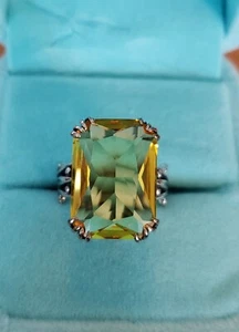 Women's Simulated Yellow Topaz,Kaylee Jackson Designer .925 Sterling Ring Size 6 - Picture 1 of 5