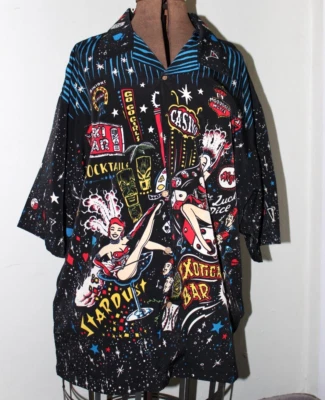 XXL La Rocka BC Ethic Las Vegas Exotica Showgirl Tiki Camisa de Juego Hawaiana Foto 1 de 4
