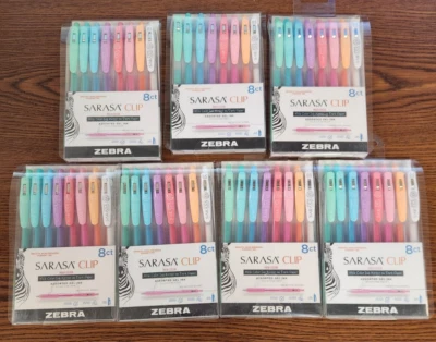 7PC NIP ZEBRA SARASA CLIP PENS FINE POINT GEL INK PENS, MILK COLOR 56 TOTAL PENS - Image 1 of 4
