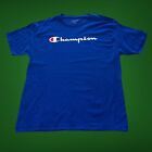 Mens Champion Logo T Shirt Size Large Blue Tee VGC Casual Sports USA VGC