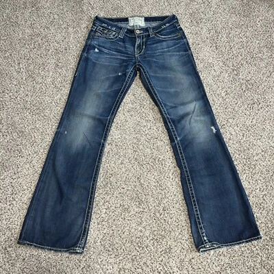 Big Star Liv Jeans Womens 28R (meas 28x31) Blue Bootcut Distressed Denim - Image 1 of 4