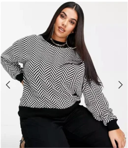 Jac Jossa In the Style Size 14 Black White Slouchy Knitted Jumper Sweater NEW - Picture 1 of 8