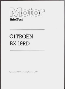 Citroen BX 19 RD Hatchback Road Test 1984-85 UK Market Foldout Sales Brochure - Picture 1 of 2