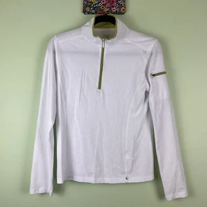 Horny Toad Sz Medium Womens White Pullover 1/4 Zip Long Sleeve Athletic Shirt - Picture 1 of 4