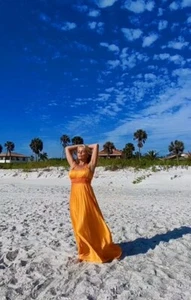 Sequin Hearts Orange Prom Dress Size M - Picture 1 of 7